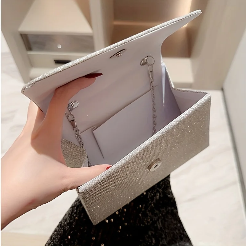 New Style Fashion Women Evening Handbag Rhinestone Purse Bag Square Pearl Handbag Female Shiny Flip Bridal Clutch Bag For Women