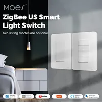 MOES Tuya ZigBee Smart Light Switch US Push Button Wall Switch Work With Alexa Google Home Neutral Wire/No Neutral Wire Required