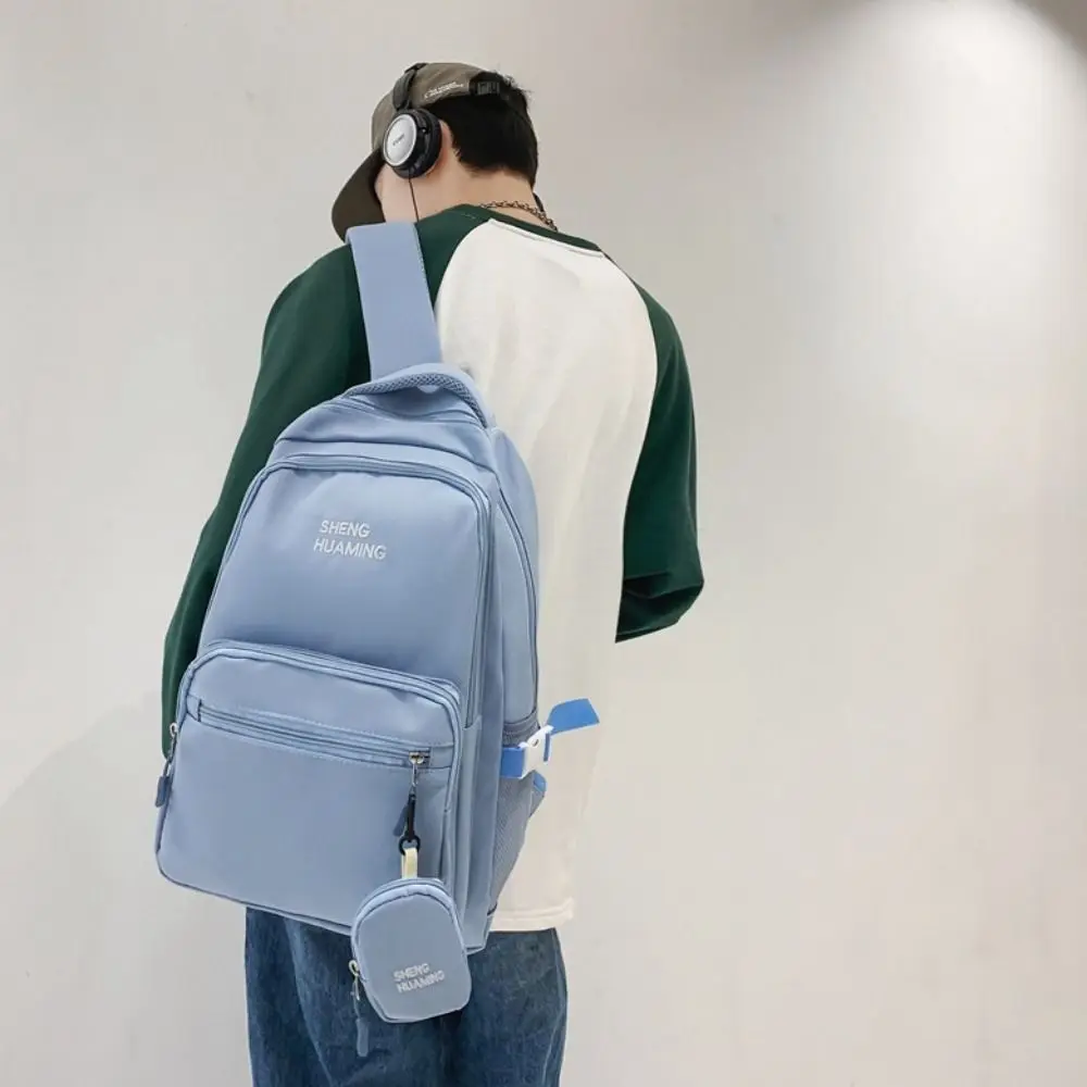 Mochila versátil de nailon para estudiantes universitarios, morral escolar informal de alta capacidad, resistente al desgaste, con múltiples bolsillos, a la moda