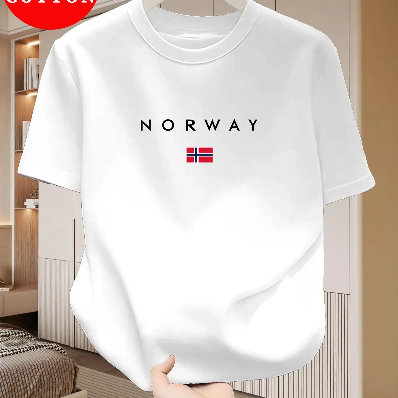 Minimalistisches Herren-T-Shirt aus Reiner Baumwolle, Norwegische City-Streetwear, Kurzärmelig