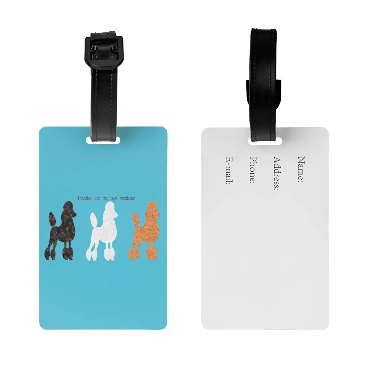 Custom Poodle Dog Lover Luggage Tag Privacy Protection Cartoon Pudel Baggage Tags Travel Bag Labels Suitcase