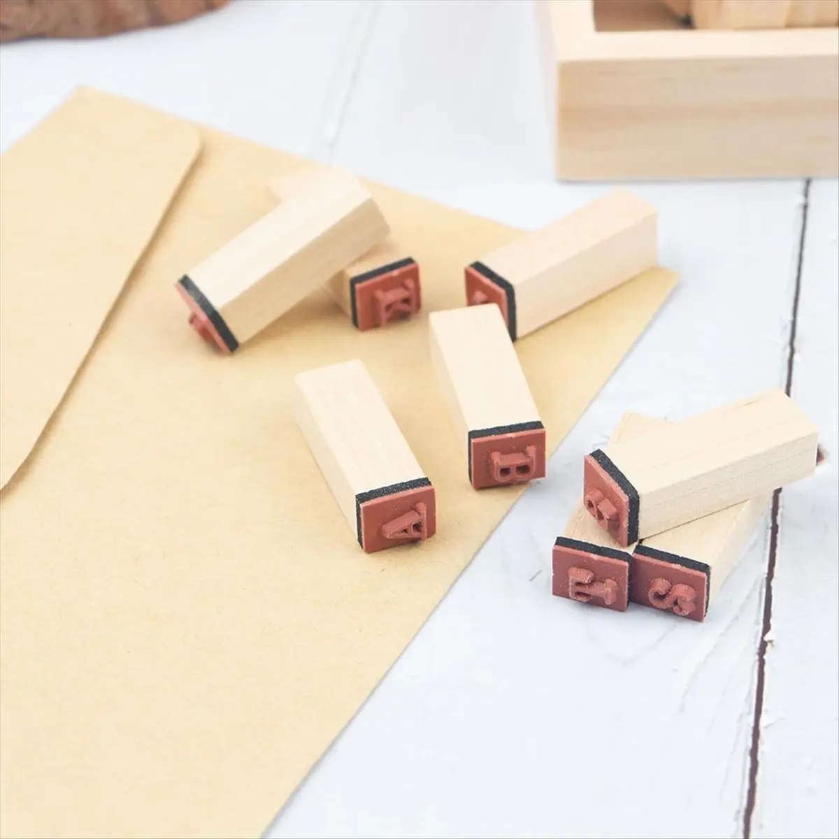36 Pcs Small Wooden Rubber Stamps, Wooden Box Multipurpose Number Alphabet Letter Wood Rubber Stamp for Card Making