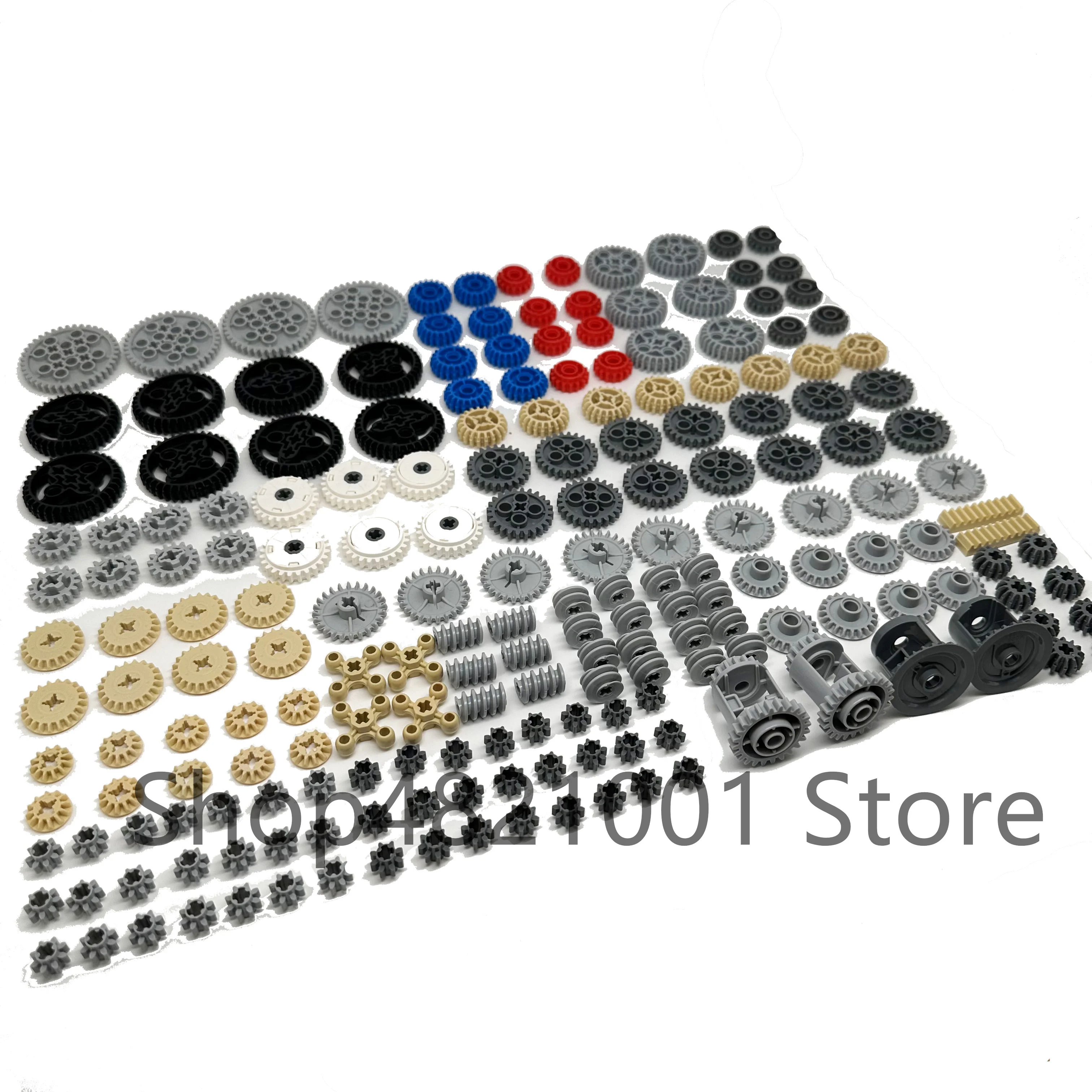 198PCS Set DIY Technical Parts Gear Thick Building Bricks Blocks Accessory Set Mechanical Bulk High-Tech Toys