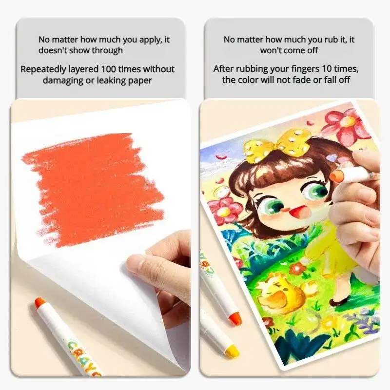 Washable Silky Smooth Crayon Set 12/48 Pcs Boxed Art Supplies for Artists School Home Travel Creation