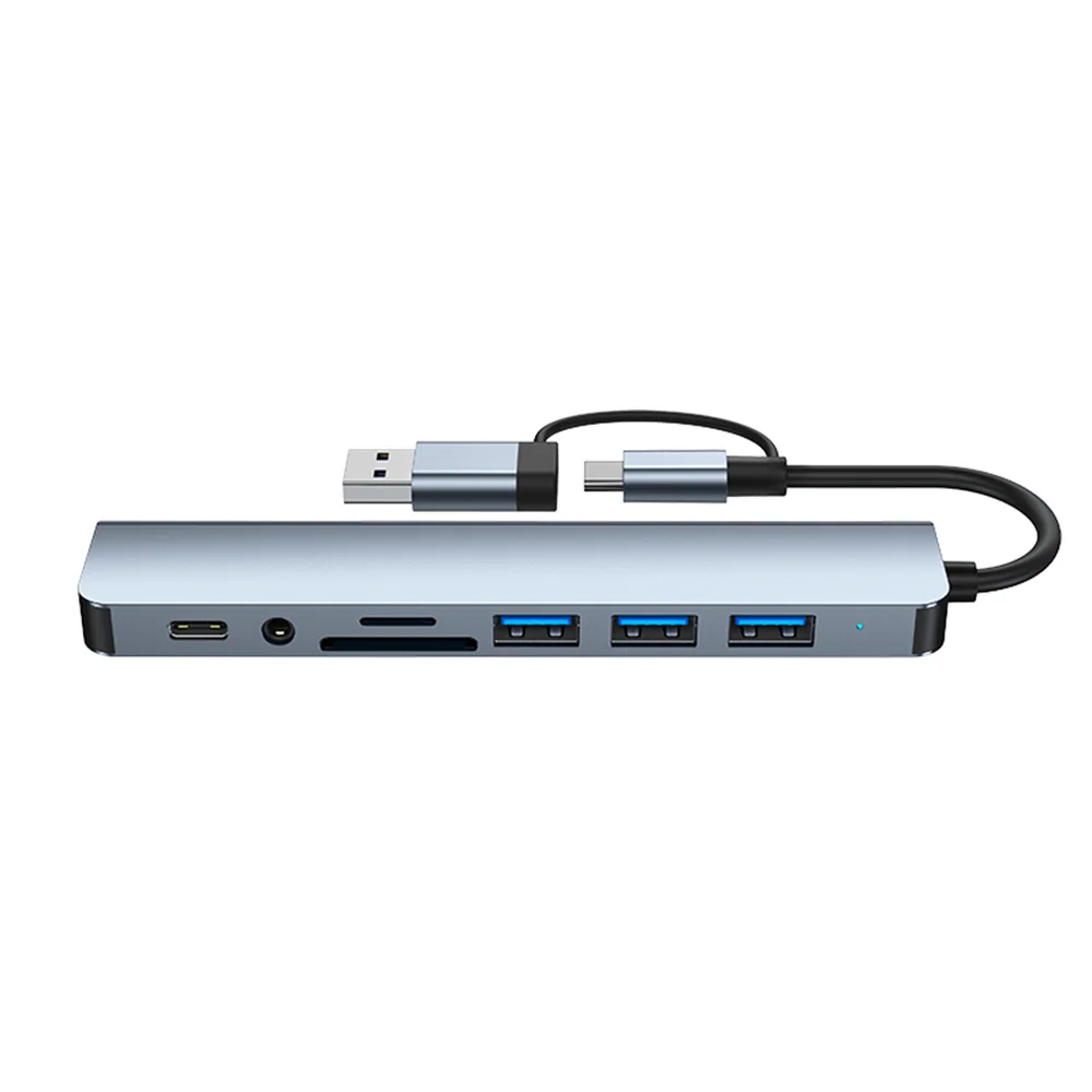 Multiport alta velocidade transmissão adaptador para Notebook Laptop, Tipo C Docking Station, USB C Hub, 8 em 1