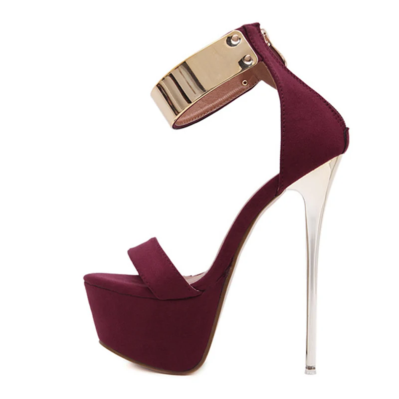 Liyke Fashion Design Metal Ankle Cover Strap Women Sexy 16CM Sandals Platform High Heels Party Club Stripper Pole Dance Shoes - Image 5