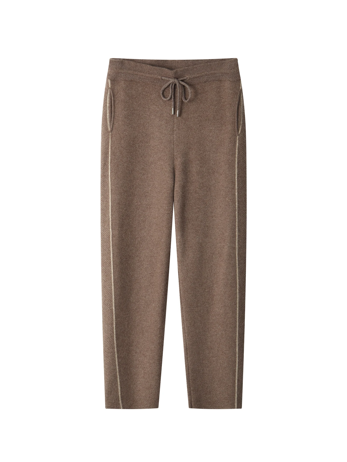 TLOML Men's 100% Merino Wool Straight-leg Pants Elastic Waist Drawstring Trousers Autumn Winter Cashmere Warm Thick Casual pants