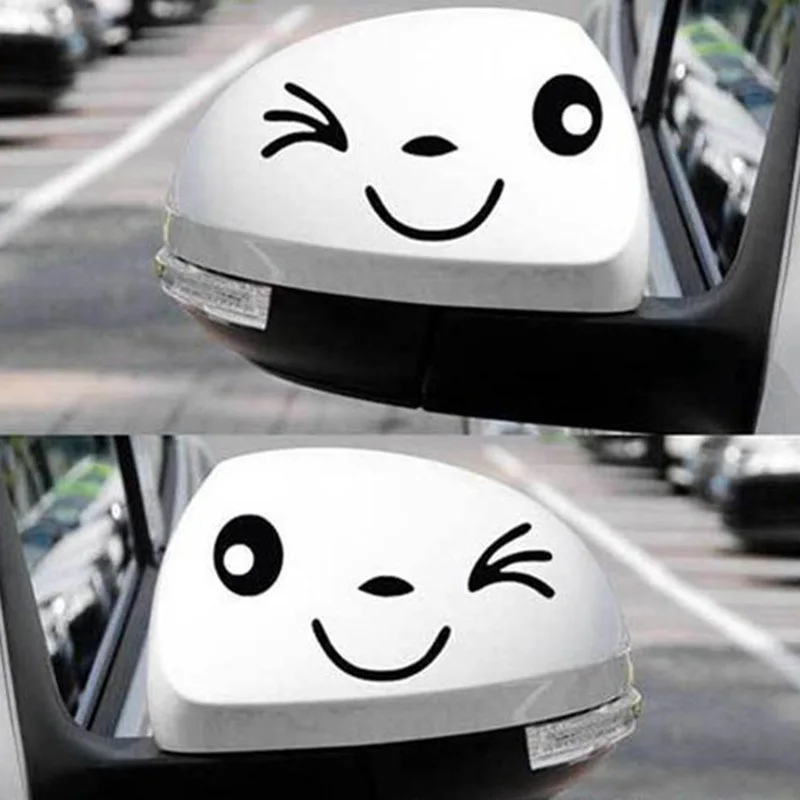 

Reflective Cute Smile Car Sticker Rearview Mirror Sticker Car Styling Cartoon Smiling Eye Face Decal for All Cars,10cm*5cm
