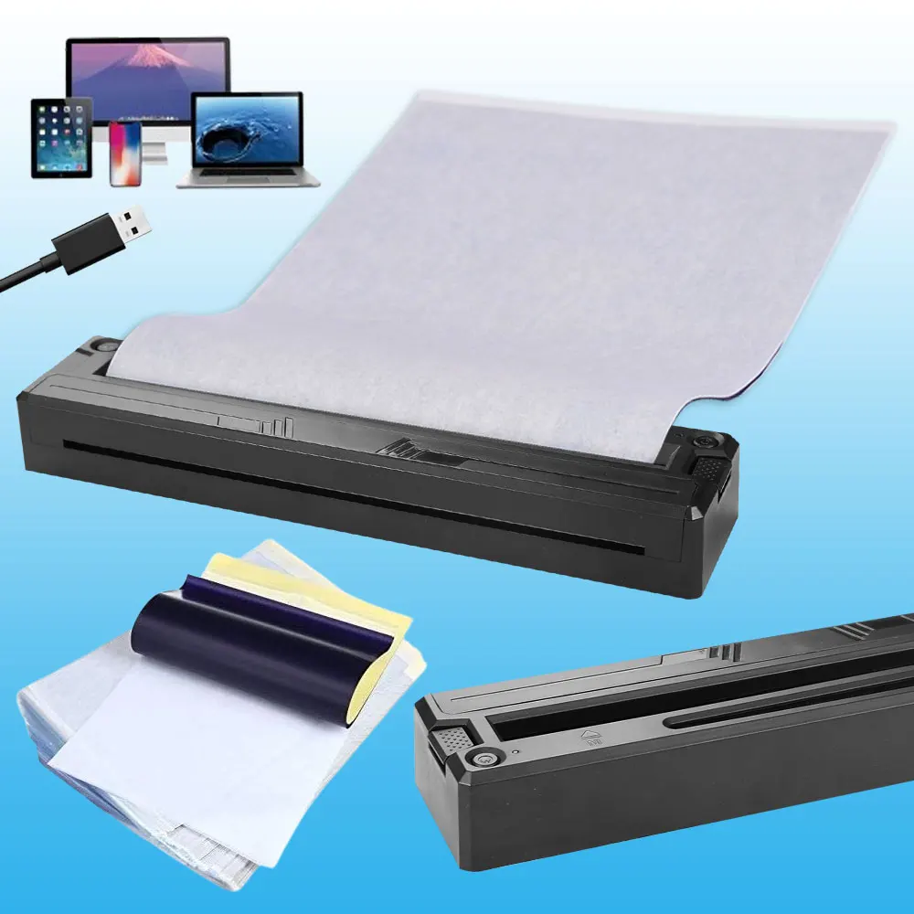 Wireless Tattoo Stencil Printer Portable Bluetooth Thermal Tattoo Printer Transfer Machine with Transfer Papers Tattoo Supplies