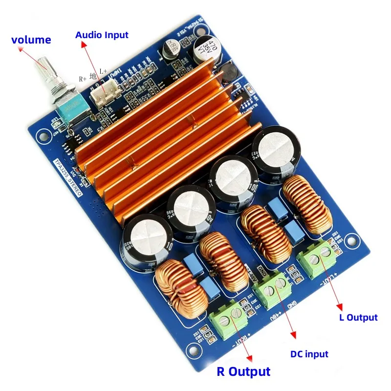 

New DC24-48V 315W*2 4 Ohms TPA3255 2.0 Channel Class D Audio Amplifier Board