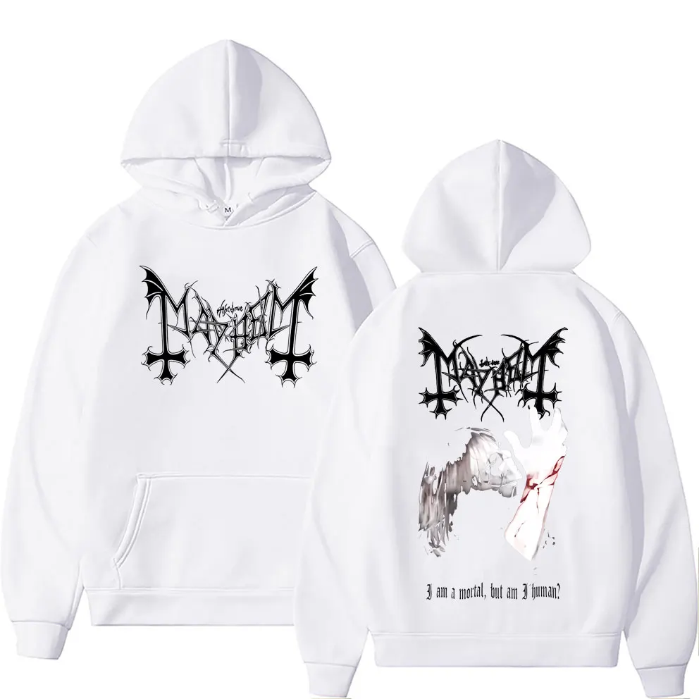Death Black Metal Mayhem Print Hoodie Men Women Vintage Casual Hooded Tracksuit Male Fashion Gothic Rock Oversized Streetwear