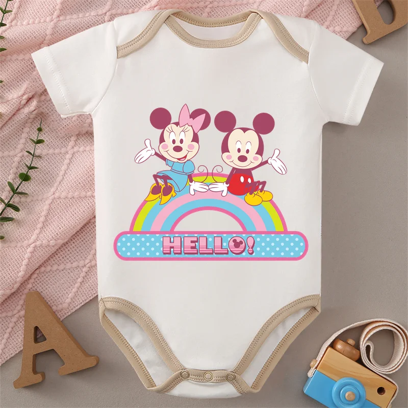 

MINISO Minnie/Mickey Cute Print Baby Cloths 100% Cotton Jumpsuit Onesie Bodysuit for 0 To 12 Months Newborn Best Gift for Baby