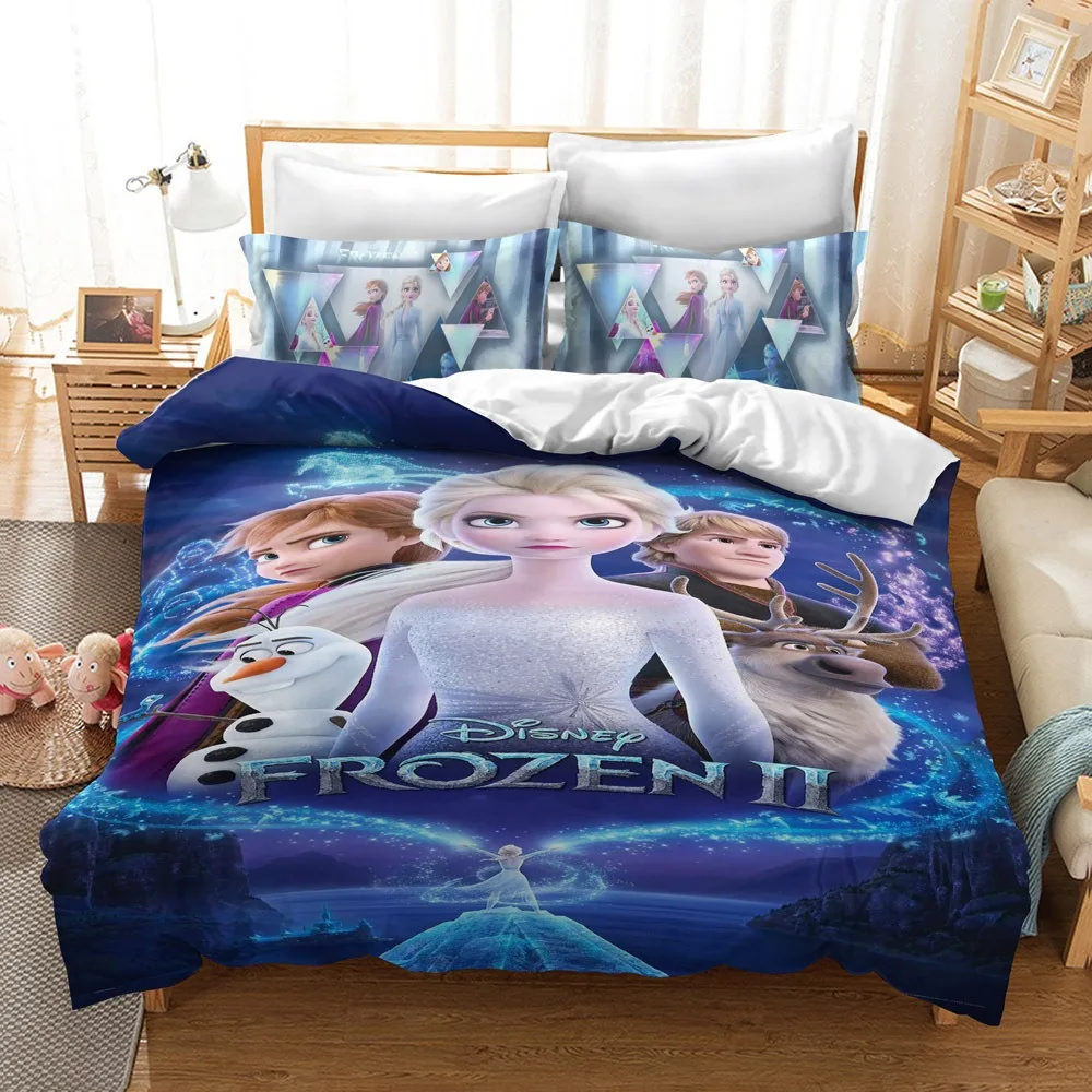 Disney Cartoon Frozen Bedding Set Kids Double Duvet Cover Elsa Anna Princess Bed Sheet Bedspreads