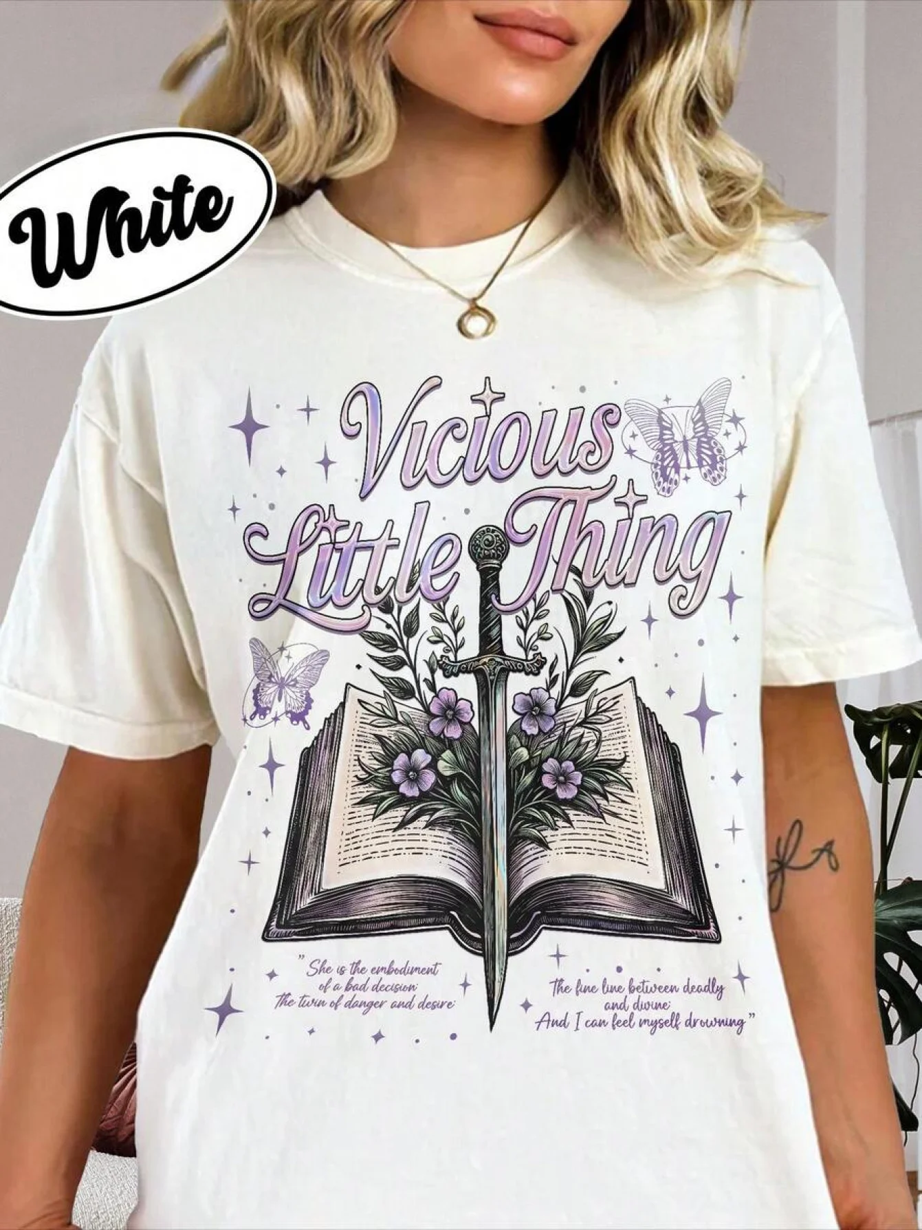 Vicious Little Thing Powerless Bookish Shirt Fantasy Bookish Tee Unisex Graphic Short Sleeve Men's T-shirts for Summer Unisex