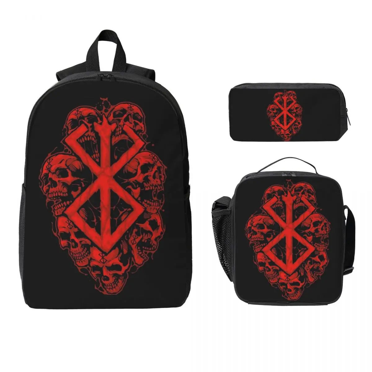 

Berserk Sacrifice Mark Demon Sword And Magic Backpack BookBag School Bag Shoulder Bags 3ps Insulated Lunch Bag Pencil Case