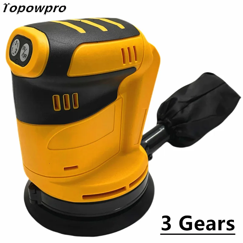 

For DeWALT 20V Battery 125MM Electric Round Sander Polisher Grinding Machine 3 Speed Cordless Orbital Sander Woodworking Tool