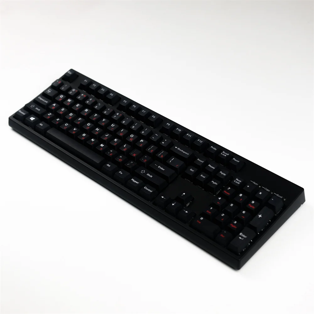 128 Keys Black Russian Keycaps PBT DYE-Sublimation Key Cap Cherry Profile  For MX Switch Mechanical Keyboards