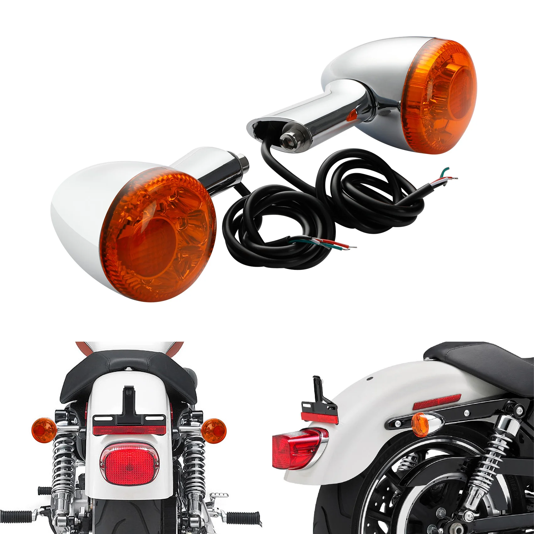 4 Wire Amber Rear LED Turn Signal Lights For Harley Sportster XL883 XL1200 1992-2022 2018 19 2021 Motorcycle Accessories