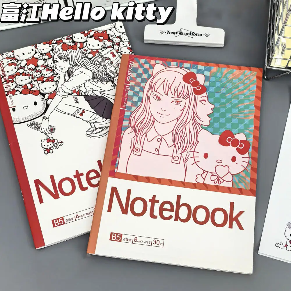 Sanrio Hello Kitty Tomie Junji Ito Linkage Periphery Notebook Anime Cartoon Horizontal Notebook Student Notebook School Supplies