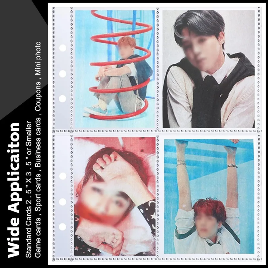 30 Pcs Binder Pockets Clear 4 2 1 Pockets A5 Binder Card Sleeves Pouch Photo Album Page Document Folder Trading Card for 6 Ring