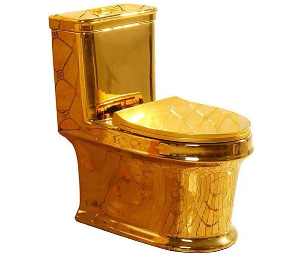 Sanitary ware  royal style one piece luxury golden color toilet bathroom ceramic gold plated