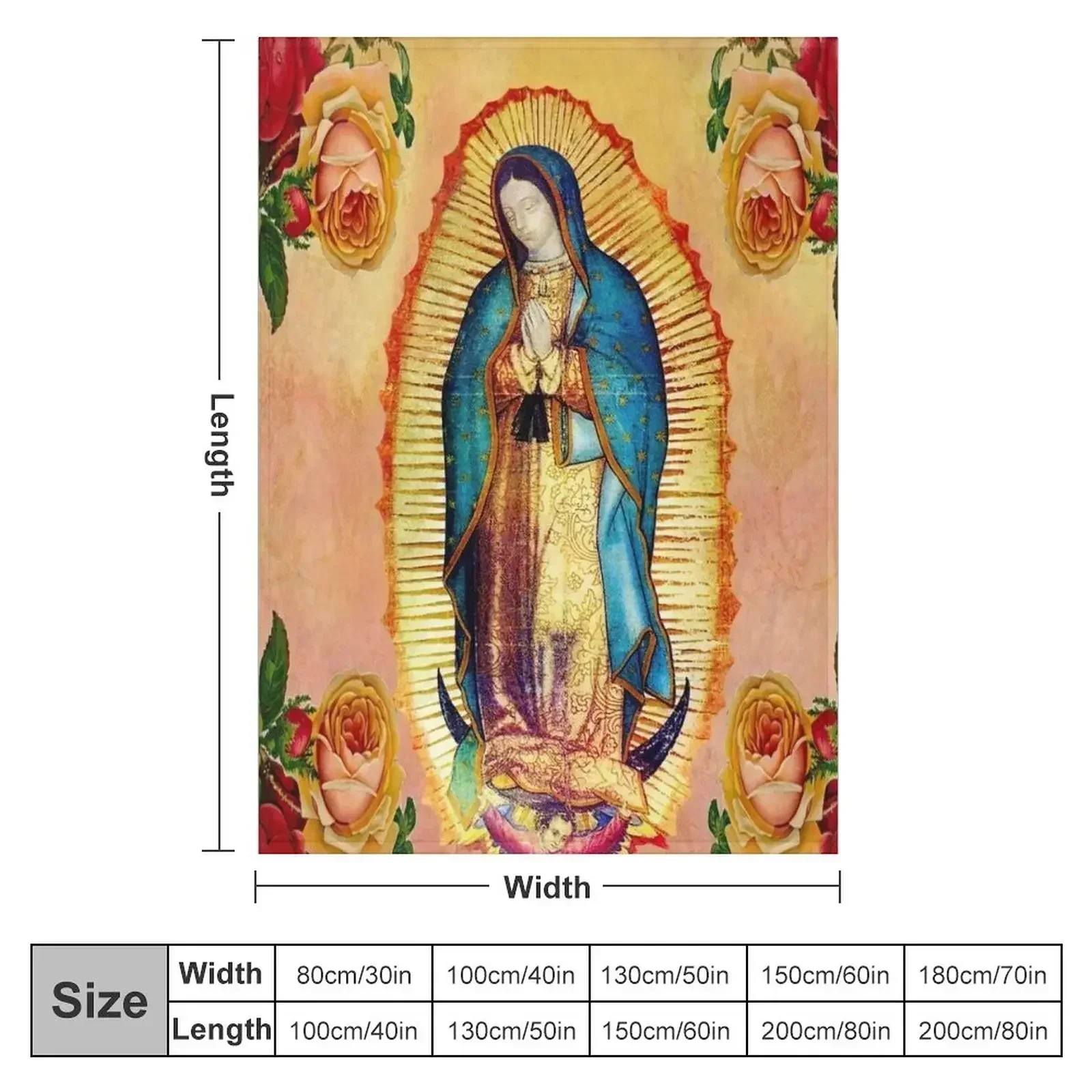 New of Our Lady of Guadalupe Virgin Mary and Roses Throw Blanket Plaid Thins Personalized Gift Plaid on the sofa Blankets