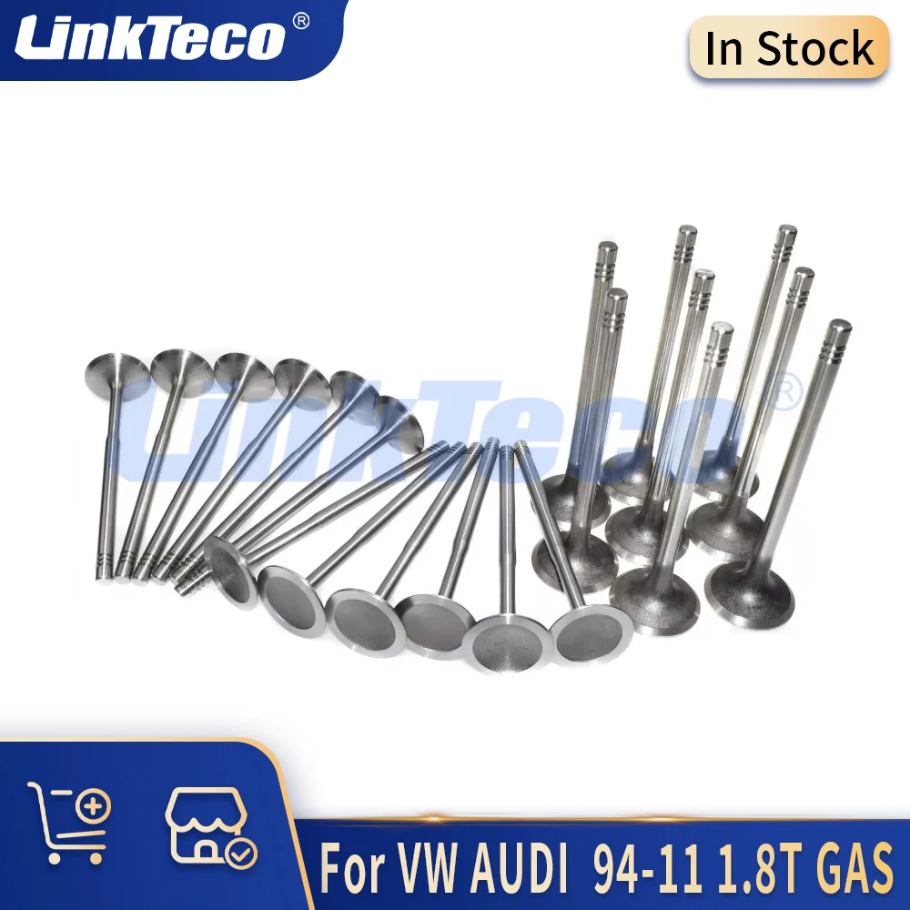 20x Intake & Exhaust Valves Fit 1.8 L T L4 GAS For 94-11 1.8T AUDI A3 A4 A6 CABRIOLET TT SEAT Skoda VW Golf 058109601 058109611