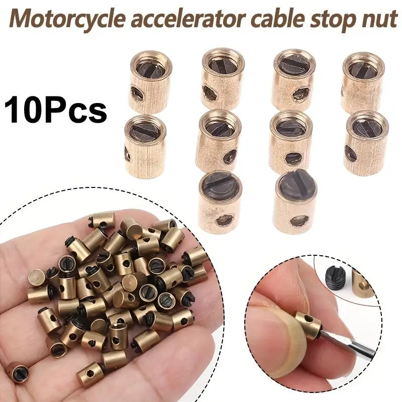 10Pcs Motorcycle Throttle Cable Stop Nut Rust Resistant Easy Install Motorbike Accelerator Line Repair Replacement Accessory