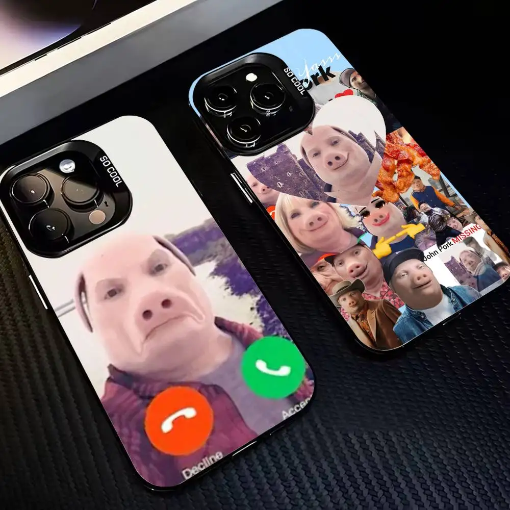 

J-John P-Pork is C-Calling Answer Call Phone Case For iPhone 16,15,14,13,12,11,Pro,MAX White Matte Shockproof Cover