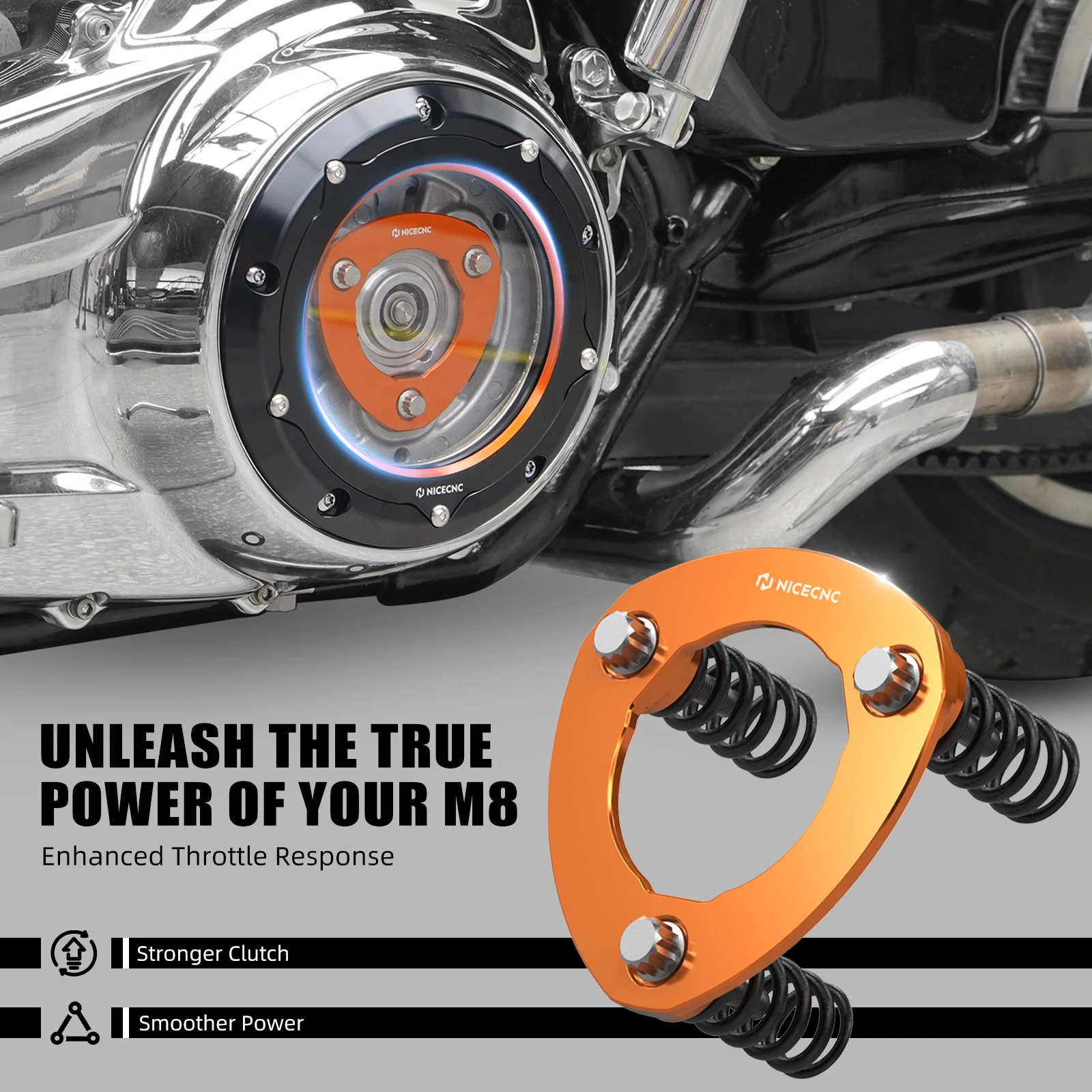 

For Harley Street Glide FLHX /Special 2017-2024 Road Glide FLTRX/Special M8 Derby Clutch Cover Clutch Power Plate Road King FLHR