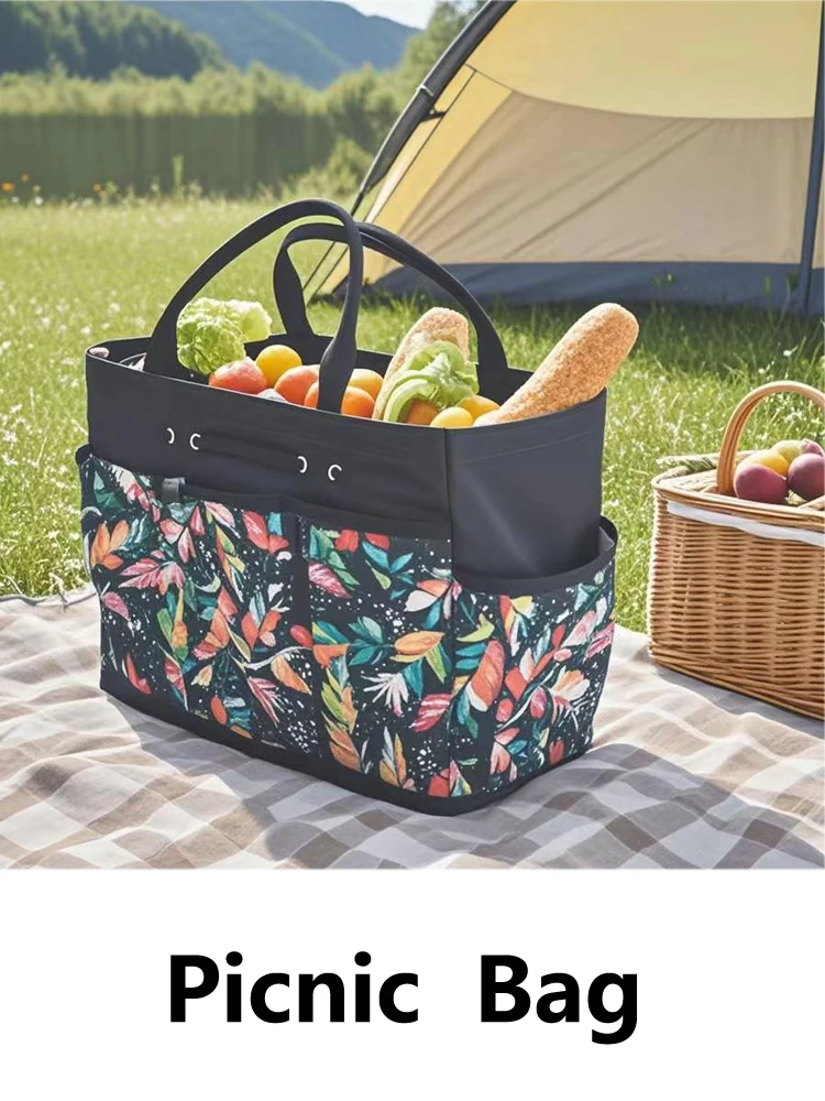 Grand sac fourre-tout de rangement pour barbecue, sac en tissu Oxford, Portable et Durable, 8 poches de rangement pour pique-nique à domicile et en plein air
