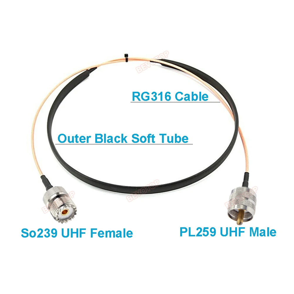1PCS RG316 Coaxial Cable UHF Male/Female to SO239 UHF Female Adapter 50 Ohm RF Jumper Pigtail for CB Radio Window-Pass