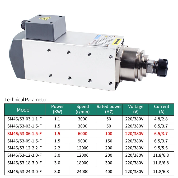 1.5kw Spindle Motor 220V/380V ER25 6000rpm CNC Milling Machine air Cooled Spindle Motor for Cnc Router Machine