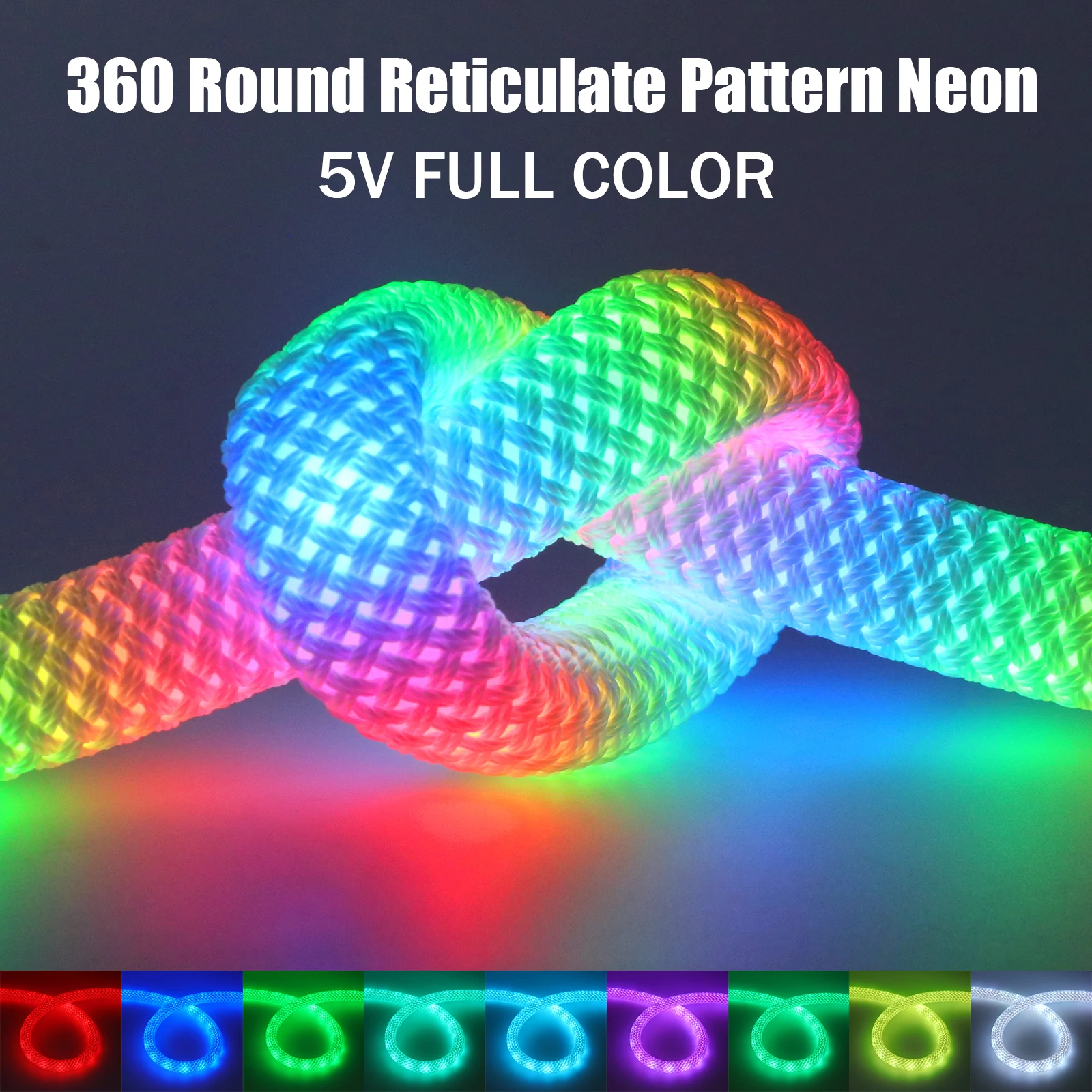 

360 ° Круглая сетчатая светодиодная неоновая лента 5 В WS2812B WS2811 Smart RGB адресуемая светодиодная лента Pixel Light IP67 Гибкая силиконовая лента