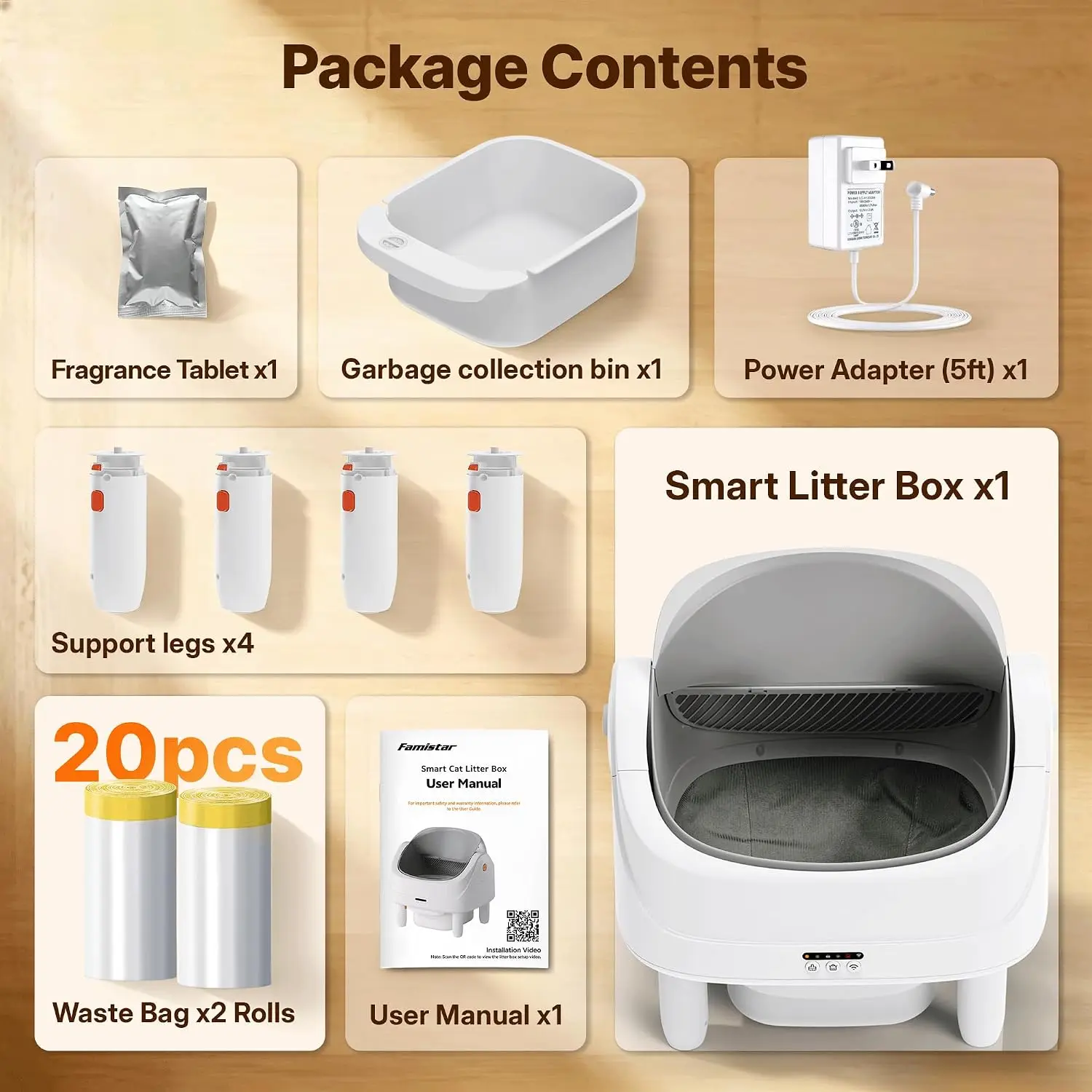 Open Top Smart Automatic Cat Litter Box, Self-Cleaning, Safe Anti-Pinch，, Customized