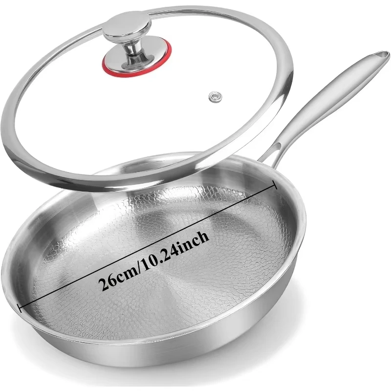 Upgraded Titanium Hammered Frying Pan With Lid Titanium Non-stick Frying Pan Scratch-resistant Heats Evenly For All Stovetops