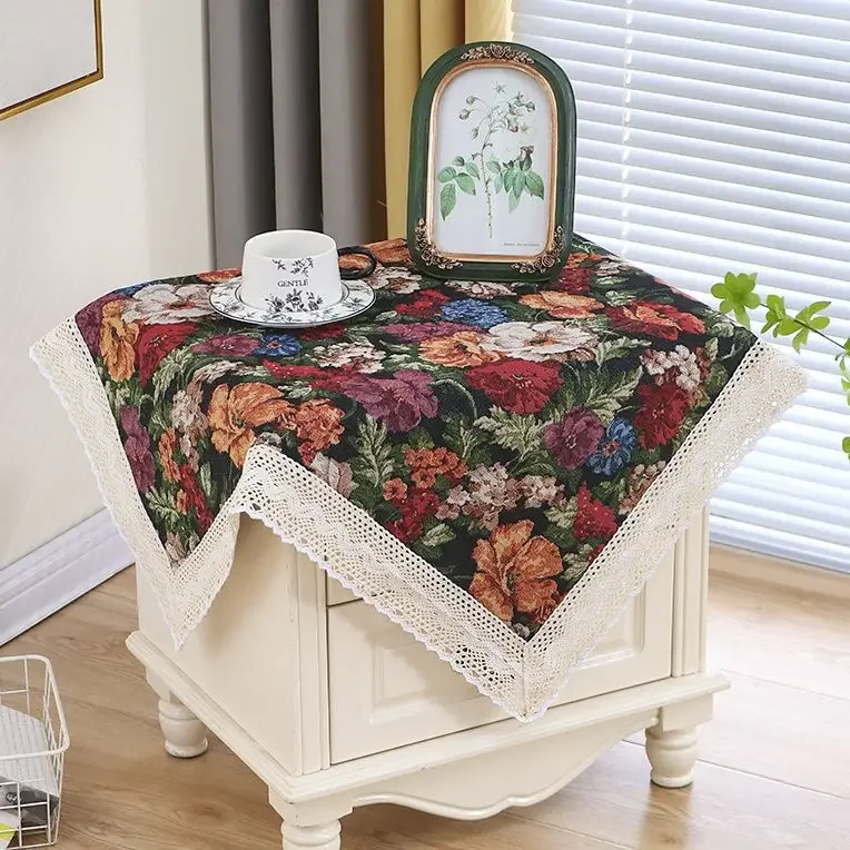 American-style Bedroom Bedside Table Dust Cover Cloth Square Towel Tablecloth High-end Washing Machine Sun Protection Cover