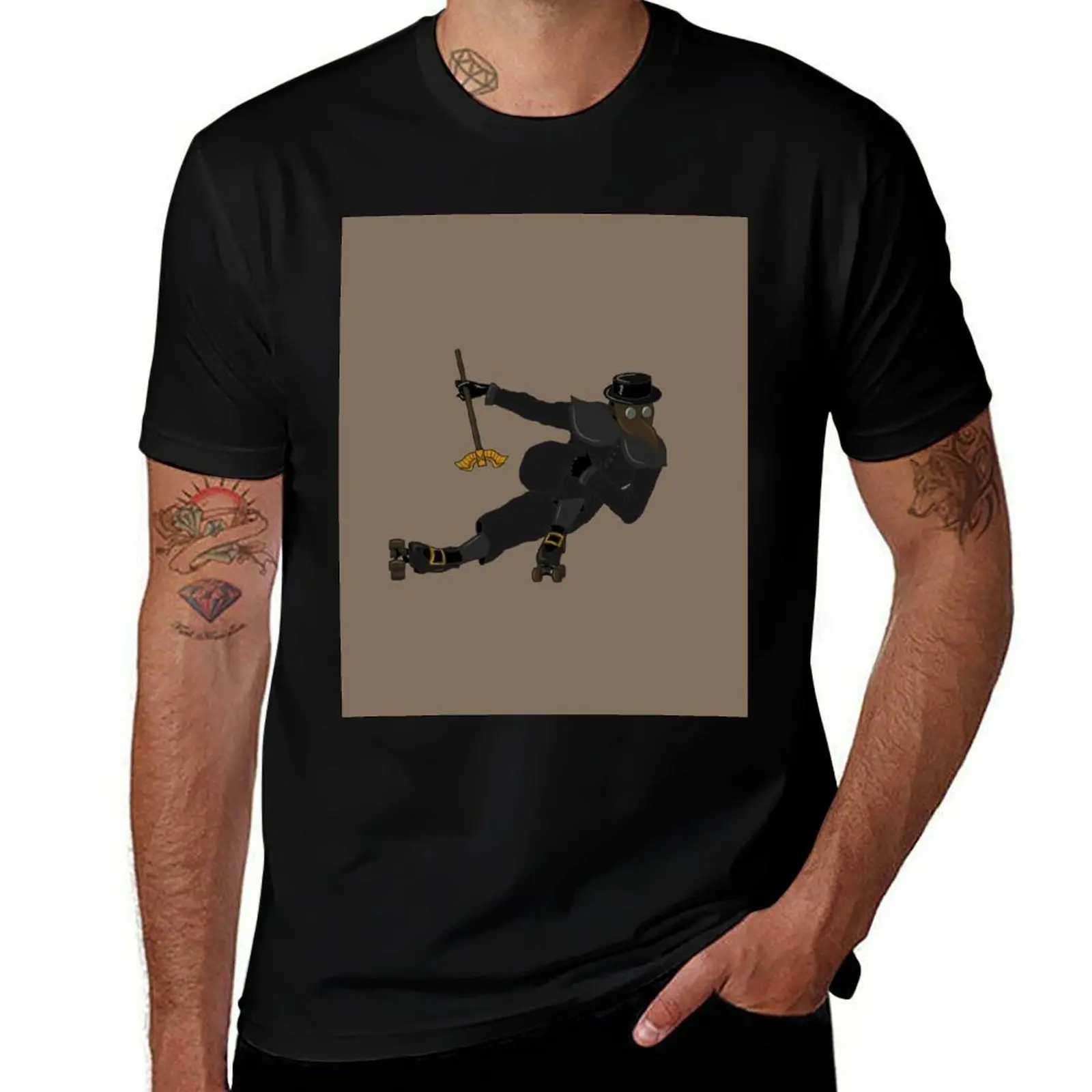 Roller Skating Plague Doctor T-Shirt t shirt for man 100 percent cotton T-Shirt