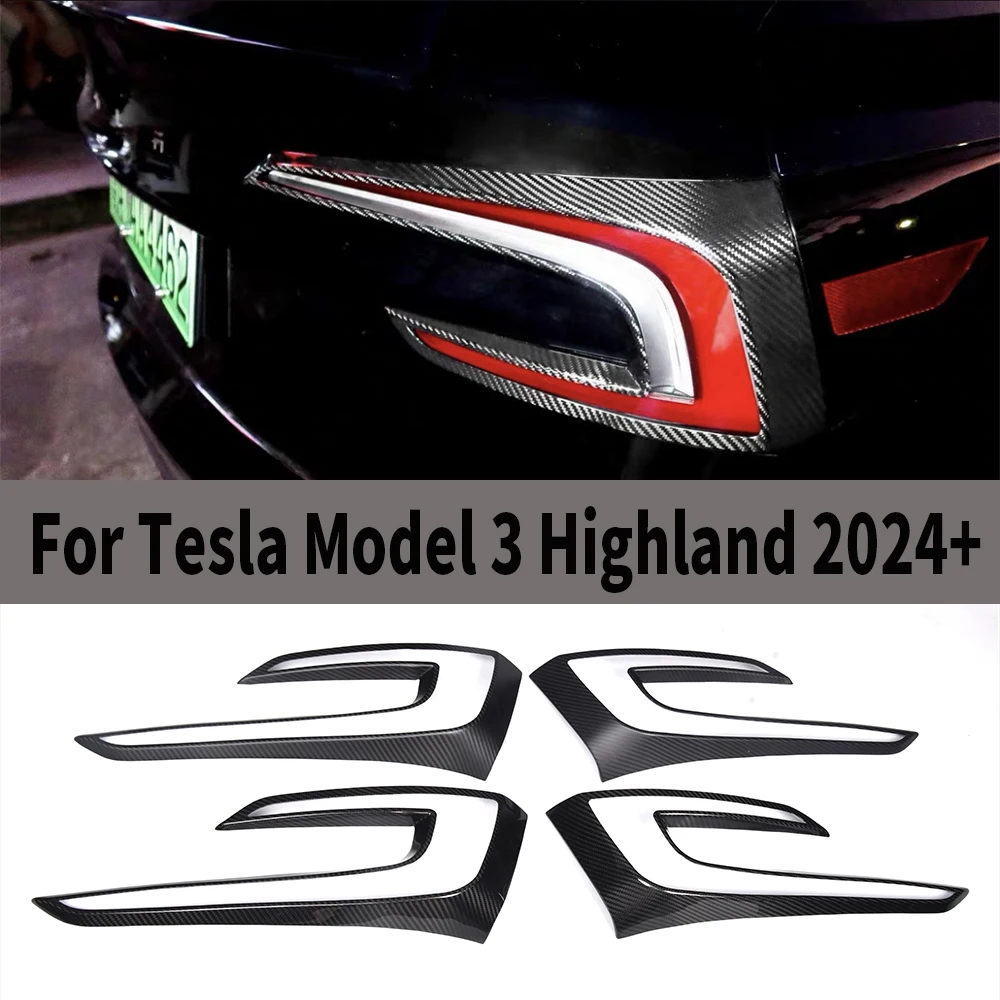 

For Tesla Model 3 Highland 2023+ Dry Carbon Fiber Rear Tail Light Cover, Car Rear Light Protector Patch Exterior Accessories