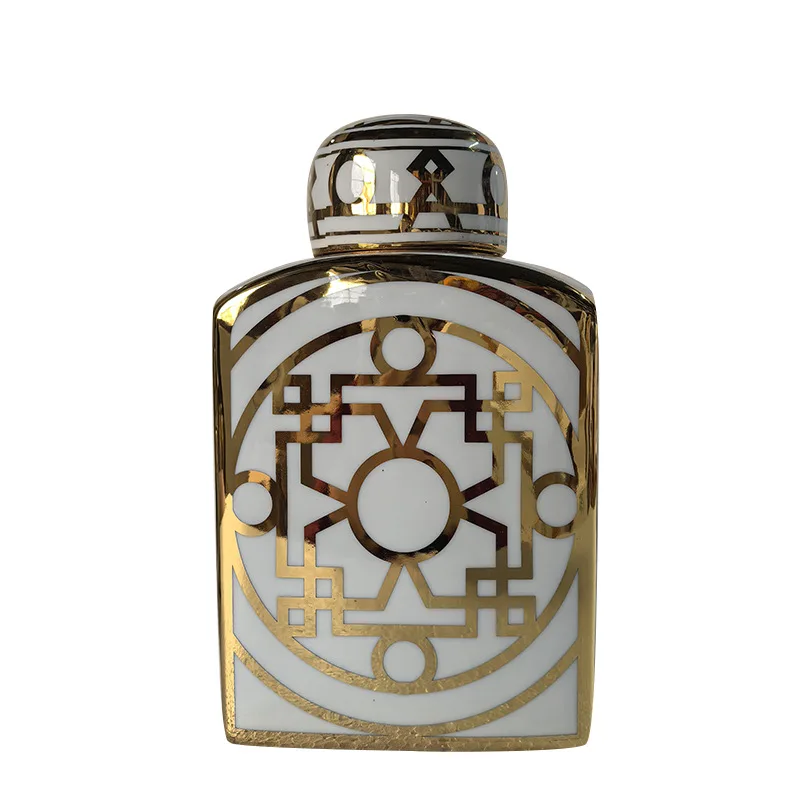 Entrance gold-painted ceramic jar tea can ornament living room TV cabinet wine cabinet decoration