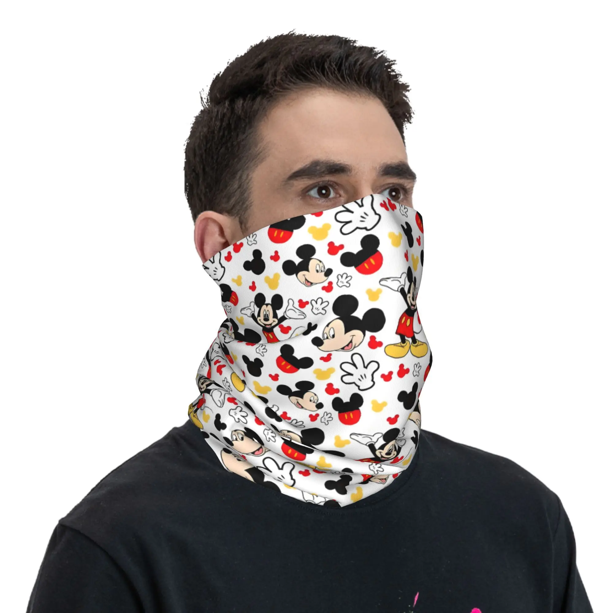 Personalizado mickey mouse bandana inverno pescoço à prova de vento envoltório rosto cachecol para esqui moda dos desenhos animados bonito impressão animação gaiter bandana