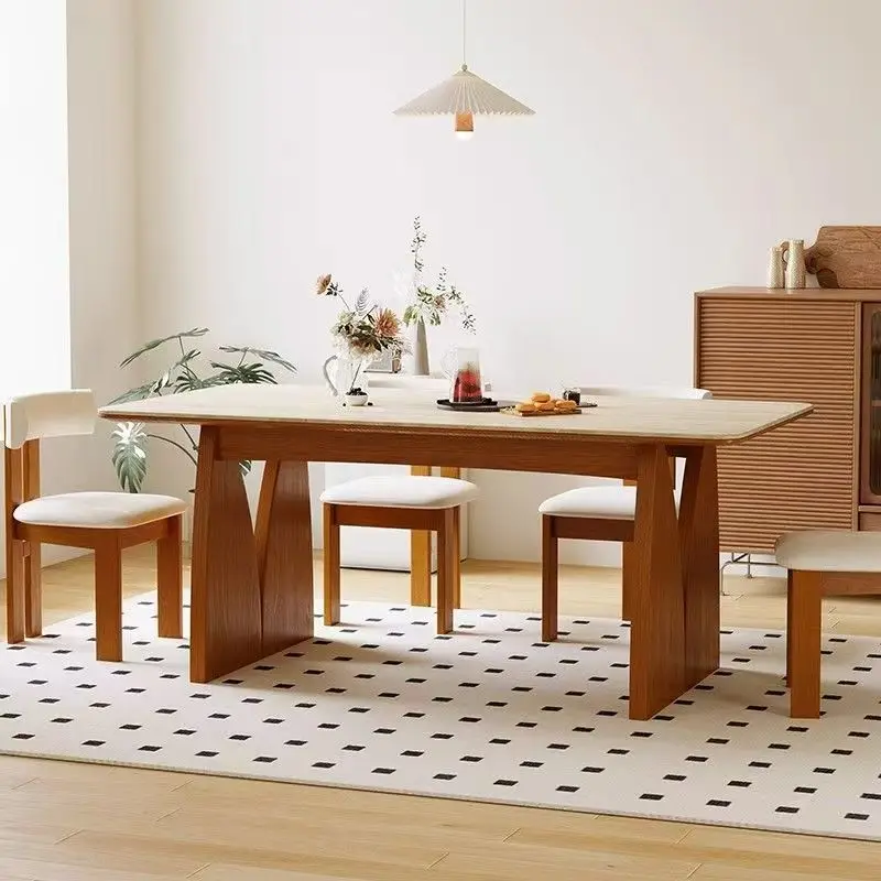 @#All Solid Ash Rectangular Mid Century Modern Simple Dining Table Chair Wooden Dining Table for Home or Restaurant