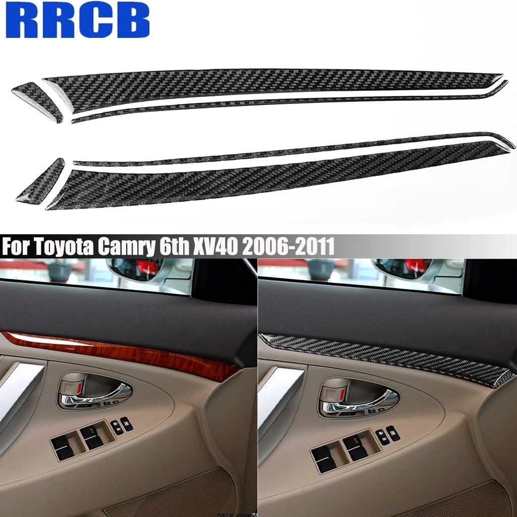 

For Toyota Camry 6th XV40‌ 2006-2011 Carbon Fiber Front Door Decorative Panel Interior Cover Stickers Auto Trim Car Accessories