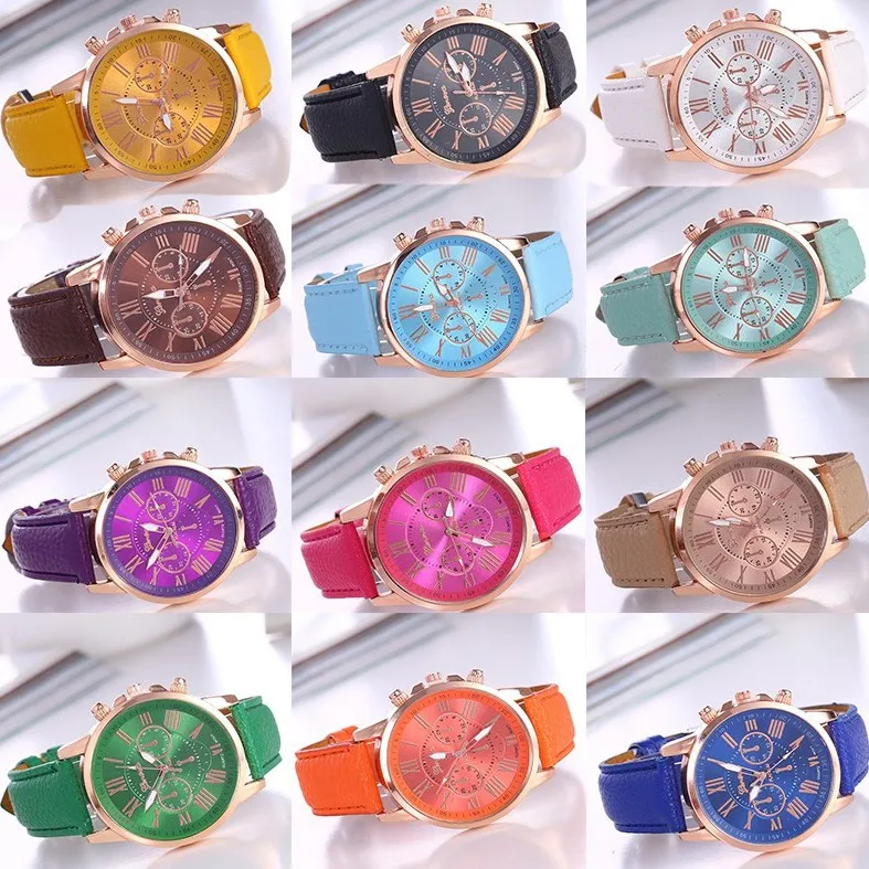 Kegllect-reloj Digital romano de cuarzo para mujer, pulsera de cuero, estilo coreano