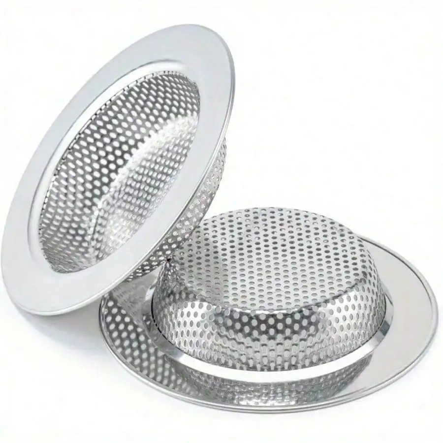 

2pcs Heavy-Duty Sink Strainers with Upgraded Double-Layer Safety, Anti-Clog Drain Basket, 304 Stainless Steel Sink Drain Protect