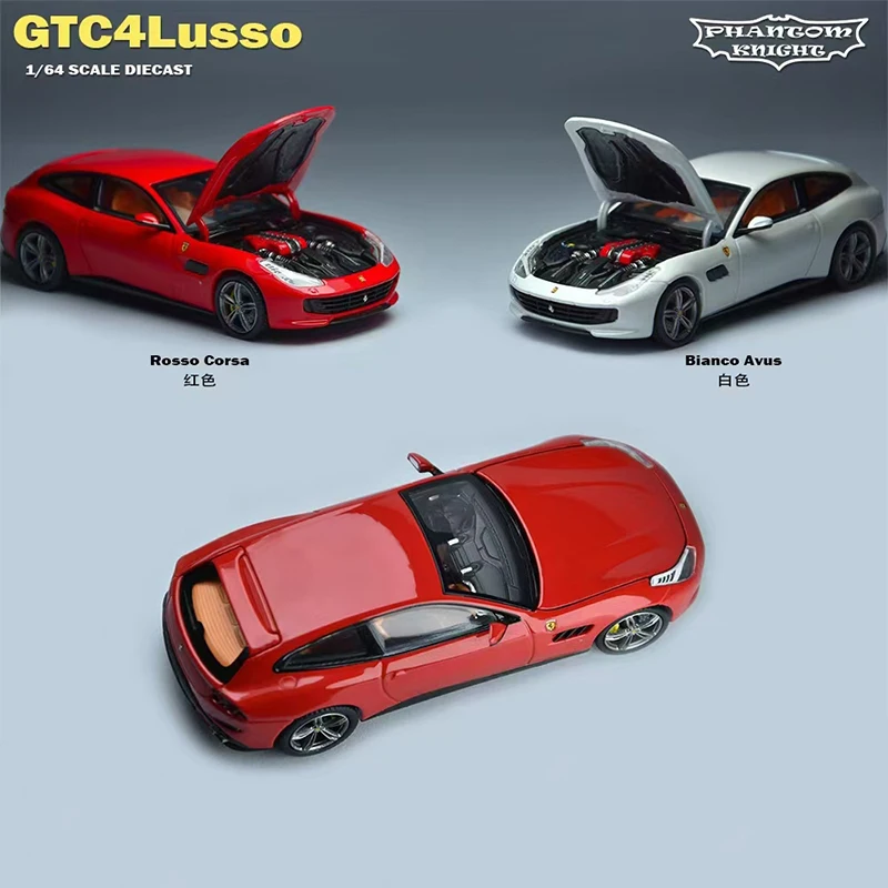 

PK In Stock 1:64 GTC4 Lusso Opened Hood Diecast Diorama Car Model Collection Miniature Toy Phantom Kinght