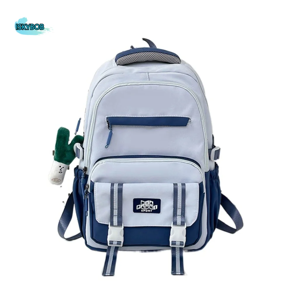 

Multi-function Nylon Large Student School Bag Capacity Waterproof Backpack Leisure With Cute Pendants Schoolbag Women Men