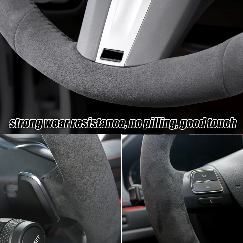 Black Suede Car Steering Wheel Cover For Opel Astra(K) Corsa(E) Crossland X Grandland X Insignia Leather Steering Wrap