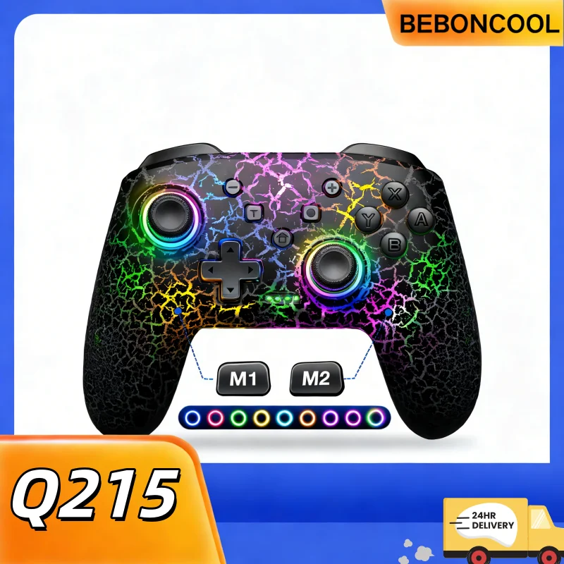 

Беспроводной игровой контроллер BEBONCOOL Q215 | 9 программируемых клавиш Light - совместимы с Switch/OLED/Lite/Android/IOS/PC, для многопользовательской игры