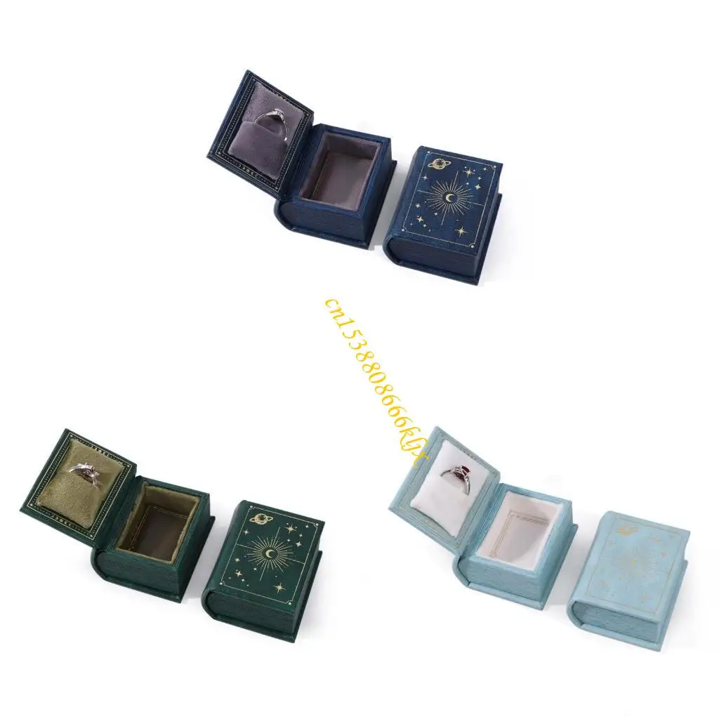 

Portable Book Shaped Ring Holder Versatile Vintage Book Design Jewelry Box Case For Personal Or Professional Use 066C